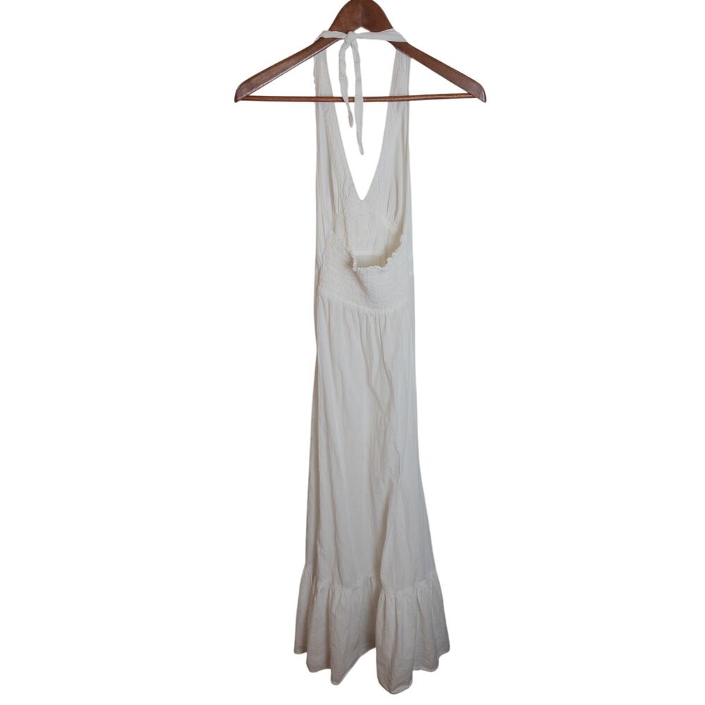 Tommy Bahama White Halter Crochet Trim Cotton Maxi Dress USA Medium - Picture 6 of 10